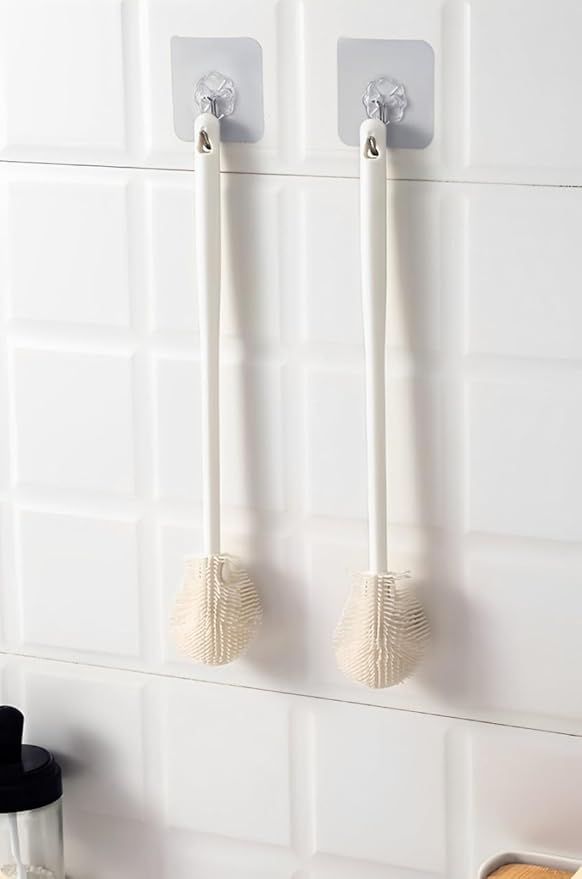 Multifunctional Silicone Bottle Cleaning Brush - Long Handle | Soft Bristles | Easy Cleaning Tool PACK OF 2